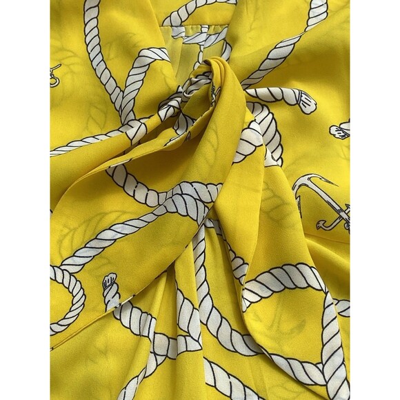 Cabi Reef Knot Women Sz Small Yellow Peplum Blouse Zipper Nautical Sailing - Picture 9 of 16